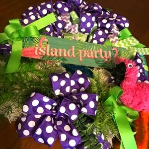 Rainbow Flamingo Tropical Party Wreath CUSTOM ORDERS SIGNS VARY FINAL SALE